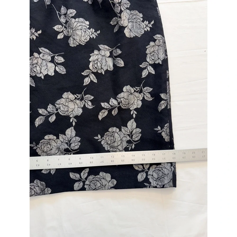 Maggy London‎ Skirt Womens 8 Black Floral Jacquard Pencil Midi Lined Made USA